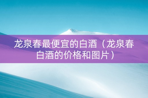 龙泉春最便宜的白酒（龙泉春白酒的价格和图片）