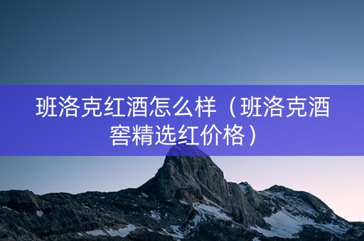 班洛克红酒怎么样（班洛克酒窖精选红价格）