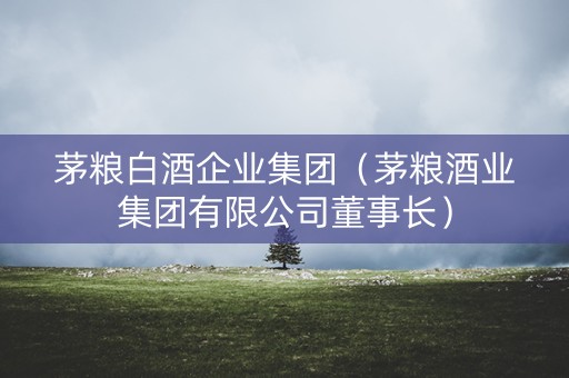 茅粮白酒企业集团（茅粮酒业集团有限公司董事长）
