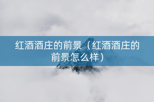 红酒酒庄的前景（红酒酒庄的前景怎么样）