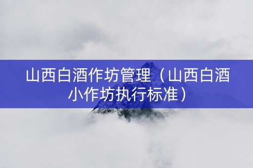 山西白酒作坊管理（山西白酒小作坊执行标准）