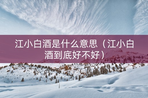 江小白酒是什么意思（江小白酒到底好不好）