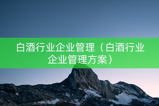 白酒行业企业管理(白酒行业企业管理方案) 白酒行业企业管理(白酒行业企业管理方案)