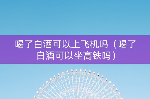 喝了白酒可以上飞机吗(喝了白酒可以坐高铁吗) 喝了白酒可以上飞机吗(喝了白酒可以坐高铁吗)