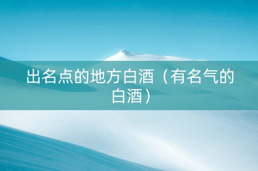 出名点的地方白酒（有名气的白酒）