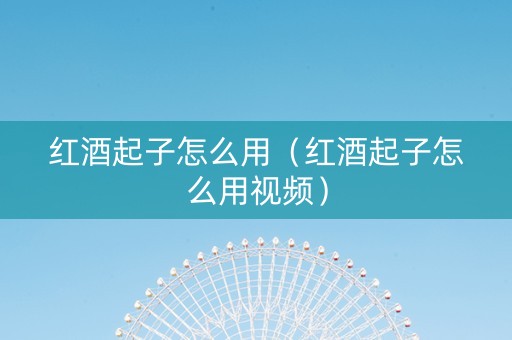 红酒起子怎么用（红酒起子怎么用视频）