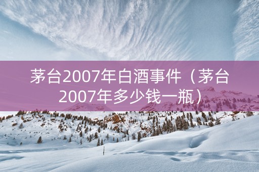 茅台2007年白酒事件（茅台2007年多少钱一瓶）