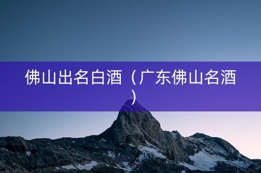 佛山出名白酒（广东佛山名酒）