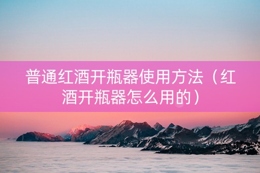 普通红酒开瓶器使用方法（红酒开瓶器怎么用的）
