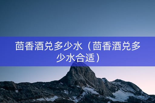 茴香酒兑多少水（茴香酒兑多少水合适）