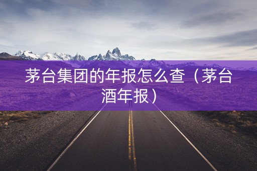茅台集团的年报怎么查（茅台酒年报）