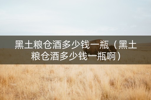 黑土粮仓酒多少钱一瓶（黑土粮仓酒多少钱一瓶啊）