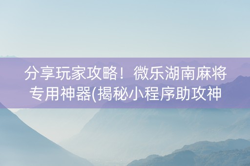 分享玩家攻略！微乐湖南麻将专用神器(揭秘小程序助攻神器)