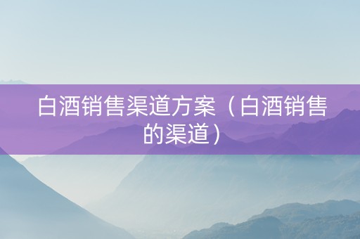 白酒销售渠道方案（白酒销售的渠道）