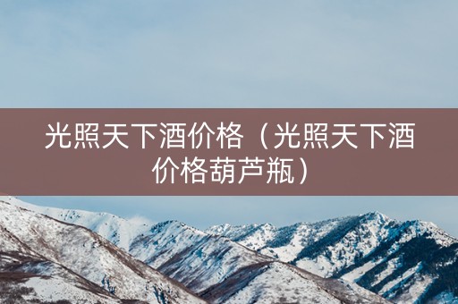 光照天下酒价格（光照天下酒价格葫芦瓶）
