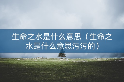 生命之水是什么意思（生命之水是什么意思污污的）