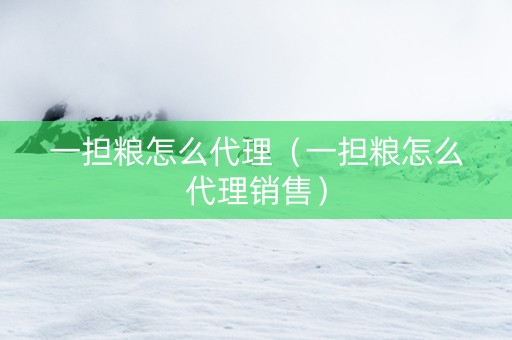 一担粮怎么代理（一担粮怎么代理销售）