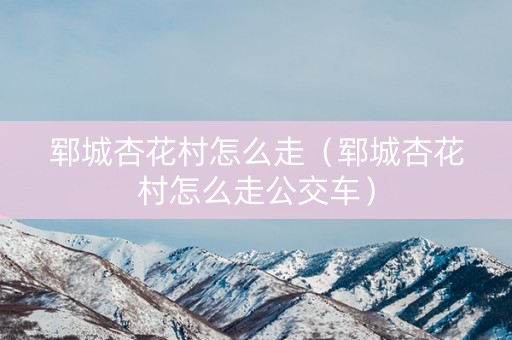 郓城杏花村怎么走（郓城杏花村怎么走公交车）
