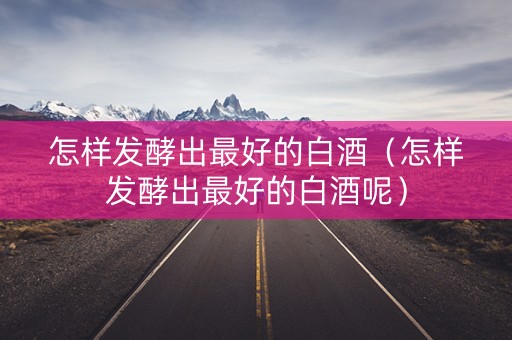怎样发酵出最好的白酒（怎样发酵出最好的白酒呢）