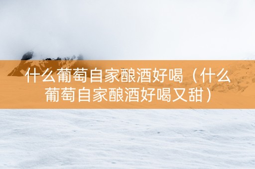 什么葡萄自家酿酒好喝（什么葡萄自家酿酒好喝又甜）