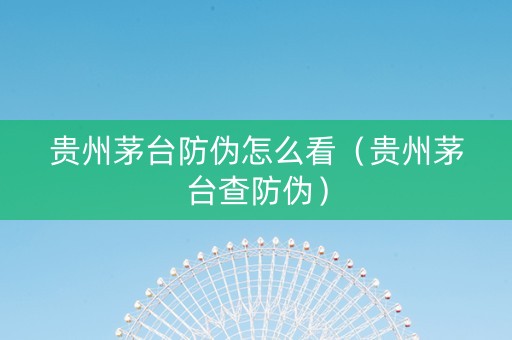 贵州茅台防伪怎么看（贵州茅台查防伪）