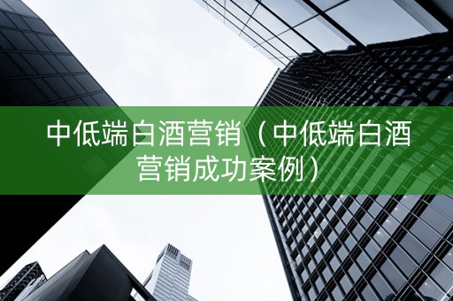 中低端白酒营销（中低端白酒营销成功案例）