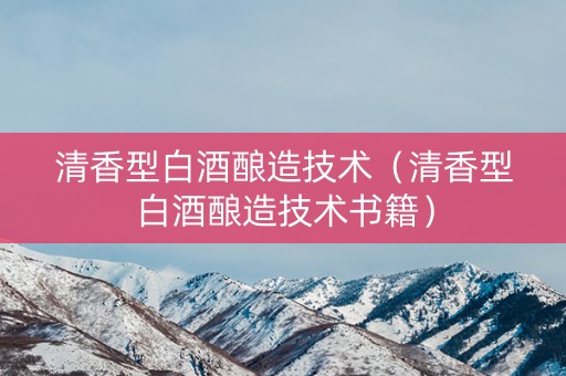 清香型白酒酿造技术（清香型白酒酿造技术书籍）