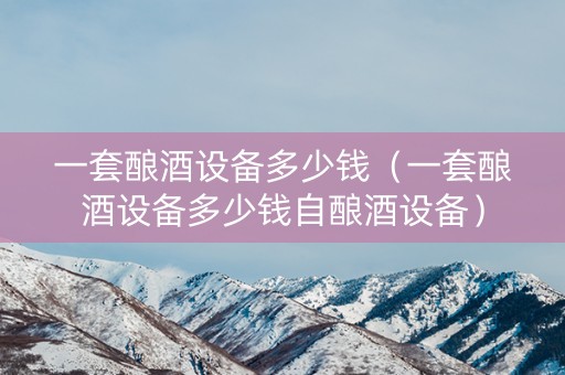 一套酿酒设备多少钱（一套酿酒设备多少钱自酿酒设备）