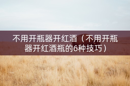 不用开瓶器开红酒（不用开瓶器开红酒瓶的6种技巧）