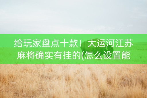 给玩家盘点十款！大运河江苏麻将确实有挂的(怎么设置能有好牌)